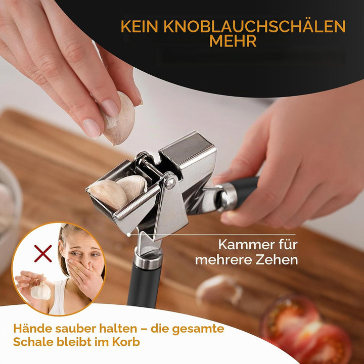 ORBLUE Knoblauchpresse Edelstahl Schwarz – Premium Knoblauchpresse &amp; Knoblauchreibe – Garlic Press m