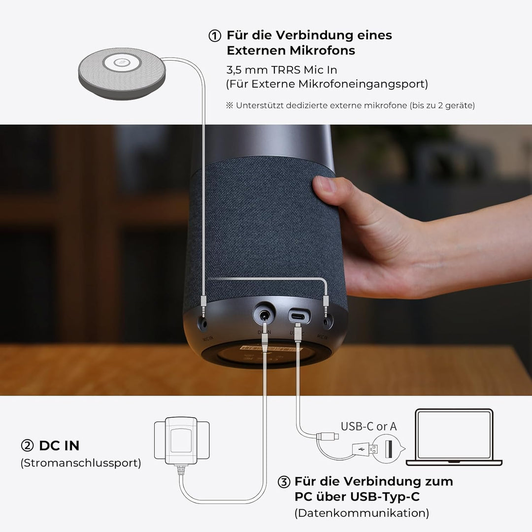 Nuroum C40(2nd Gen) 4K Videokonferenz-Webcam mit Mikrofon und Lautsprecher, 8MP CMOS Sensor,5X Zoom,