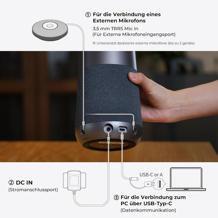 Nuroum C40(2nd Gen) 4K Videokonferenz-Webcam mit Mikrofon und Lautsprecher, 8MP CMOS Sensor,5X Zoom,