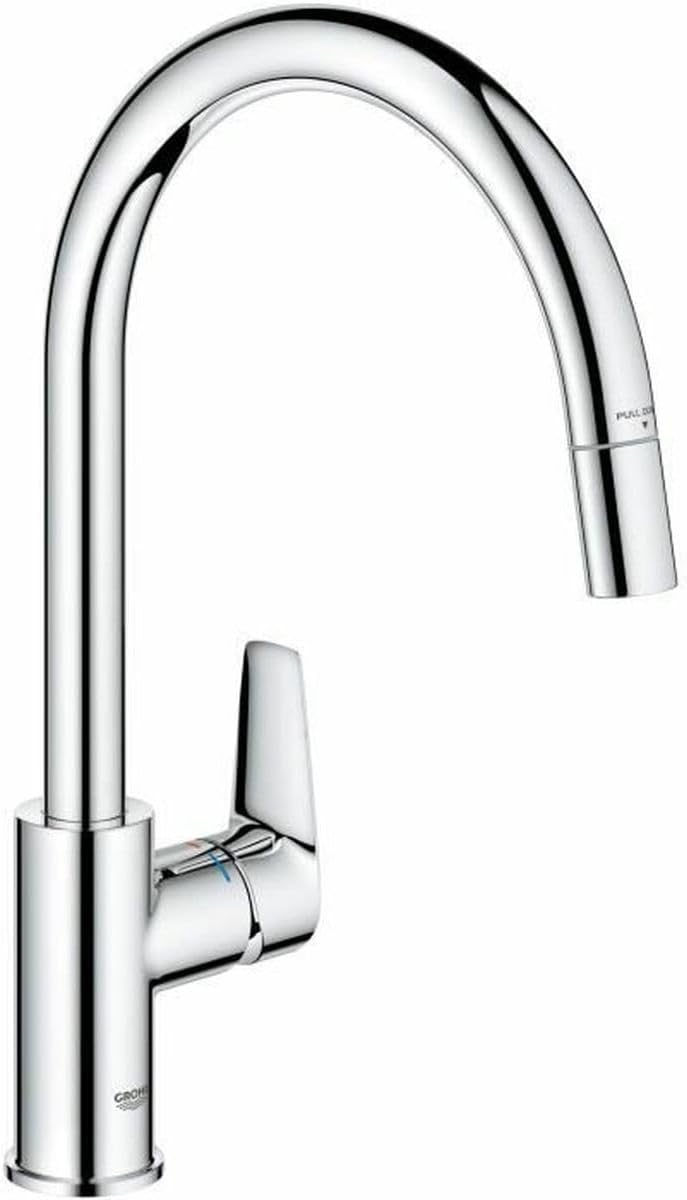 GROHE StartEdge - Einhand- Spültischarmatur (hoher Auslauf, herausziehbare Mousseurbrause, Schwenkbe