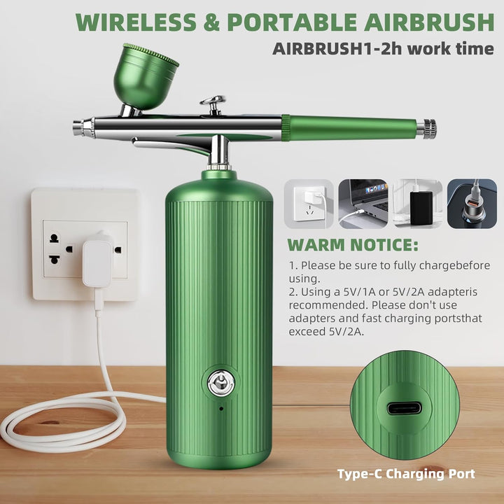 Airbrush-Kit mit Kompressor - Wiederaufladbares, Tragbares, Verstopfungsfreies Hochdruck-Airbrush-Se