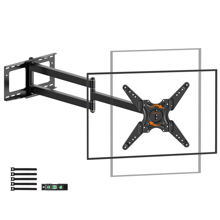 TV Wandhalterung mit 1219mm Langer Reichweite, 90° Drehbare Wandhalterung Fernseher Schwenkbar Neigb