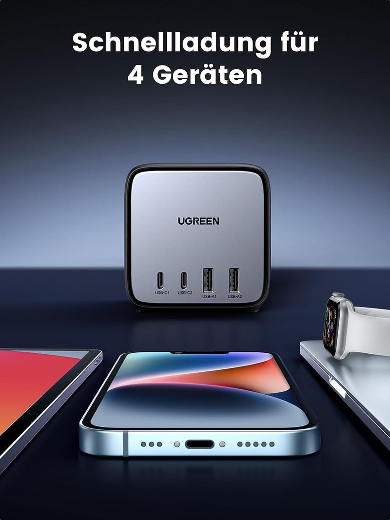 UGREEN Nexode DigiNest Würfel 65W Steckdosenleiste GaN USB C Ladegerät USB 3-Fach Steckdose mit Scha