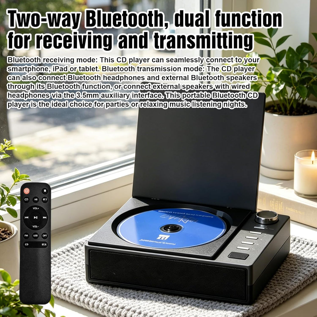 CD Player Tragbar mit Bluetooth 5.1, CD-Player mit Lautsprecher Fernbedienung Wiederaufladbar CD Spi