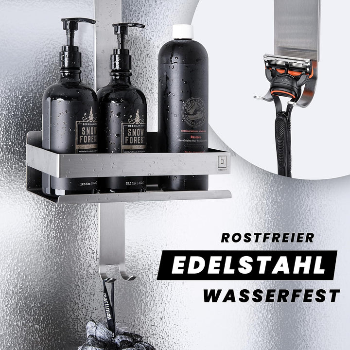 BENKSTEIN Duschablage zum Hängen Silber | Duschregal mit 2 Duschkörben zum Hängen | Platzsparendes D