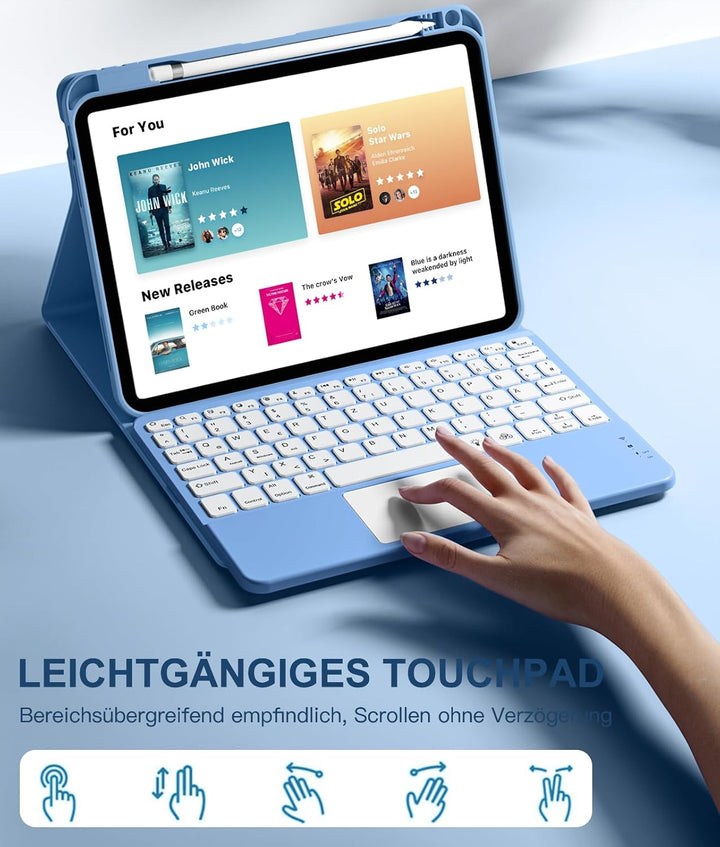 Vobafe Touchpad Hülle mit Tastatur für iPad A16 11 10 Generation 2025 2022, 11/10,9 Zoll, Magnetisch