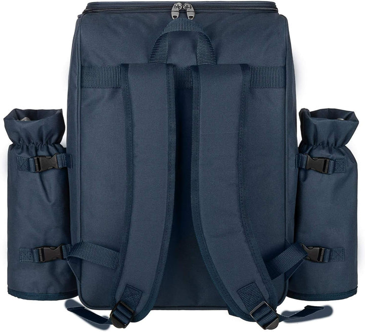 anndora Picknickrucksack mit Kühlfach Zubehör 29-teilig - blau weiss Navy Blau Weiss