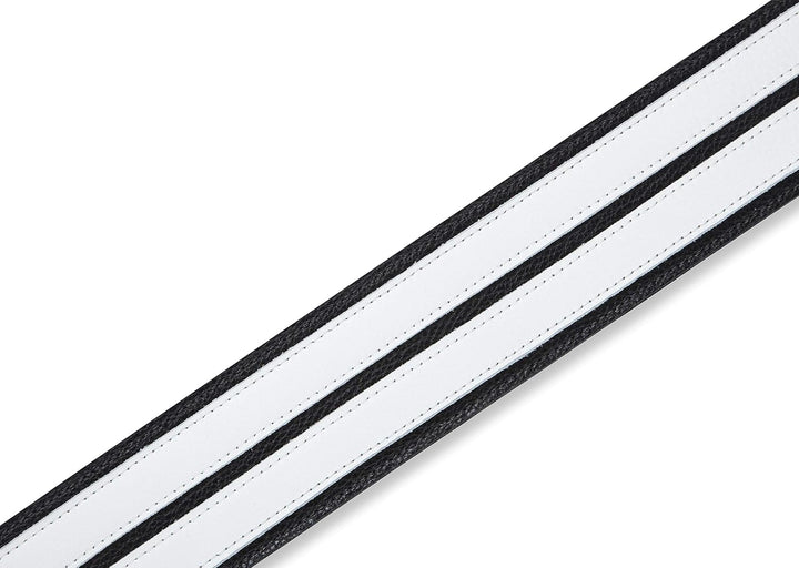 Levy's Leathers MG317DRS-BLK_WHT Gitarrengurt aus Leder, 2,5 cm, Weiss und Schwarz Weiss / Schwarz,
