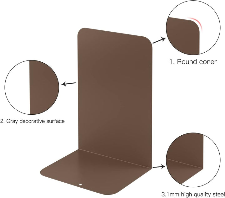 MSDADA Buchstützen aus Metall L, 102x203x135mm, 3 Paar CD Buchständer Kinder, Bücherregal für Schule