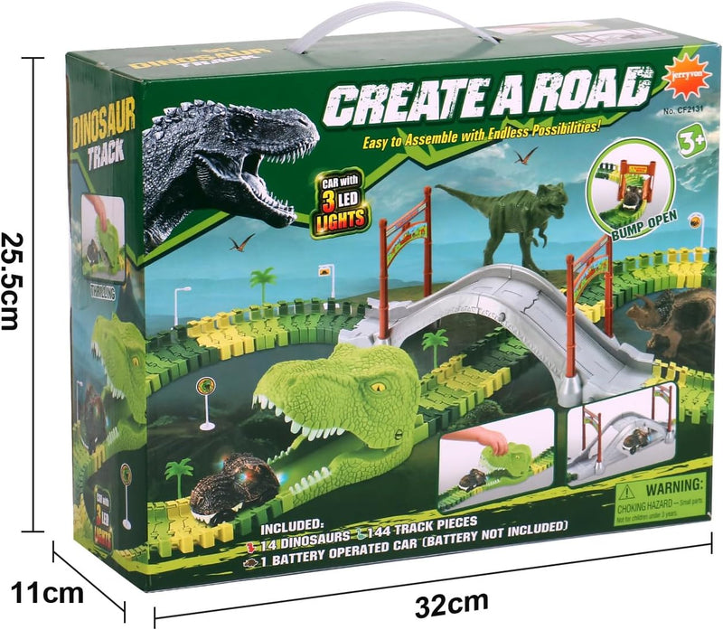 jerryvon Autorennbahn Dinosaurier Spielzeug 2 3 4 5 6 Jahre Junge Kinderspielzeug Mit Dino Cars 14 S