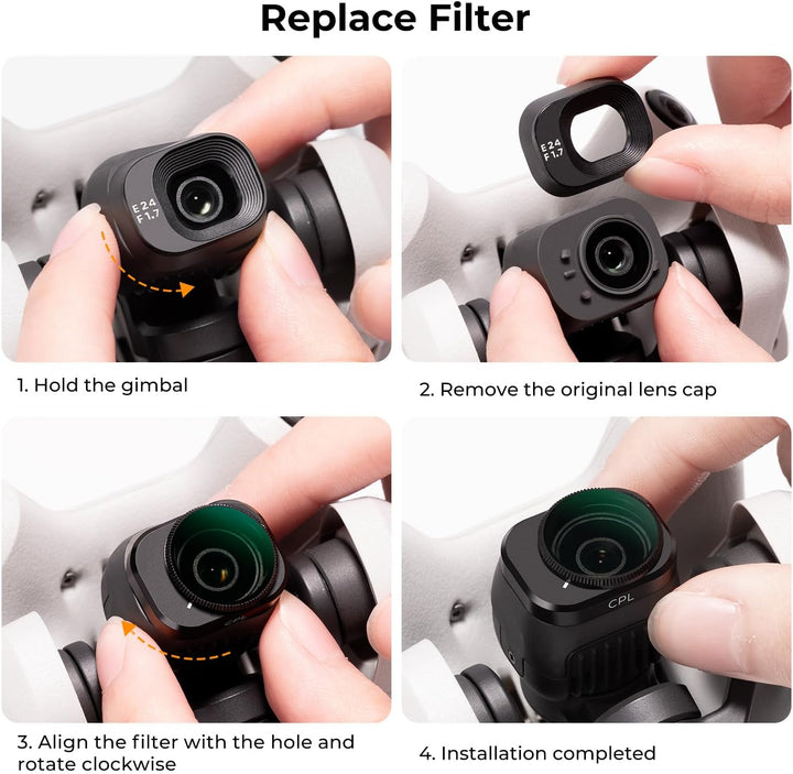 K&F Concept Mini 4 Pro ND Filterset,Polfilter,6 Stück CPL, ND8, ND16, ND32, ND64, ND128 Filter Kompa