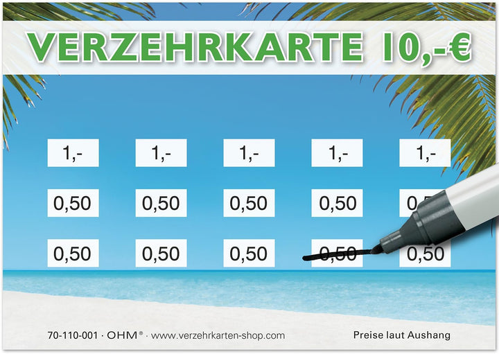 250 Verzehrkarten DIN A7, Gesamtwert 10 Euro, praktische Alternative zu Wertmarken, für Vereine, Gas