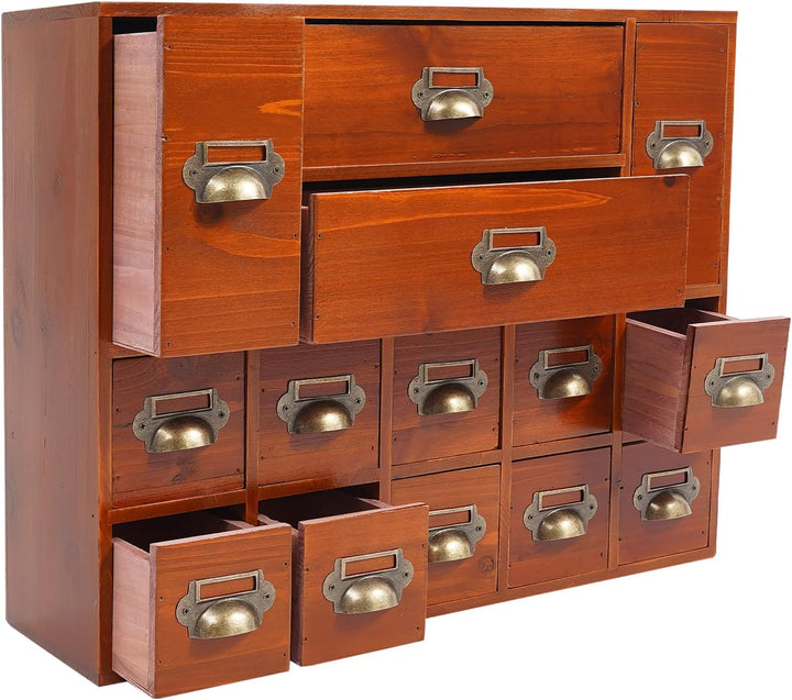 Mini Kommode mit 14 Schubladen, Vintage Aufbewahrungsschrank - Schrank Schubladenschrank Holz Klein
