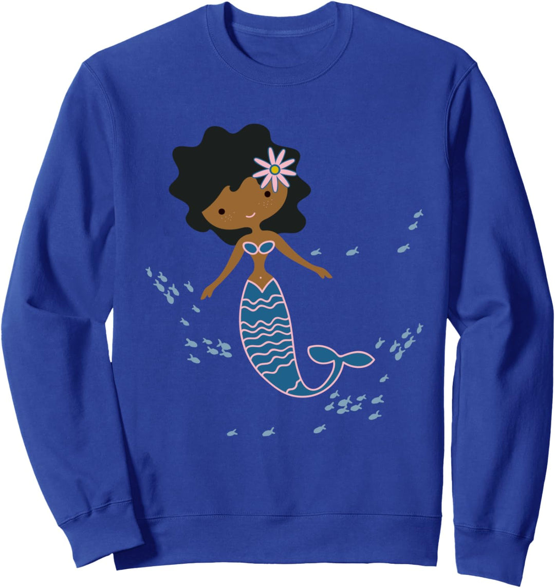 Black Mermaid Design - Cute African American Mermaid Gear Sweatshirt