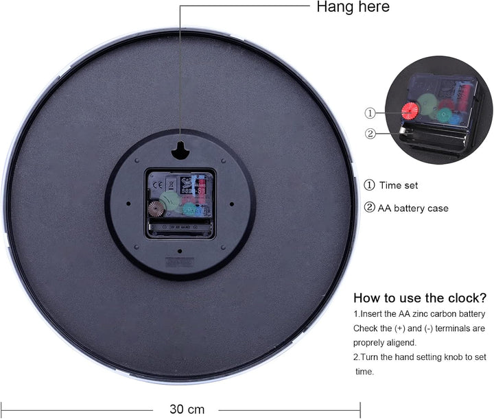 Lafocuse Weiss Modern Wanduhr Lautlos 30cm, 3D Ziffern Rosegold Ohne Tickgeräusche, Quartz Wanduhr A