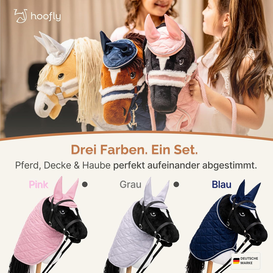 Hobby Horse Set – Grosses Steckenpferd für Kinder mit Decke &amp; Fliegenhaube | Komplettes Hobby Horsin