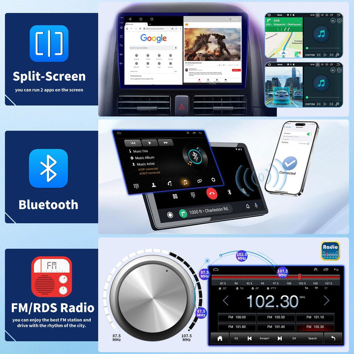 2+64G 9 Zoll Bluetooth Autoradio mit Bildschirm für VW T6 Transporter Multivan 2016-2022 Android 14