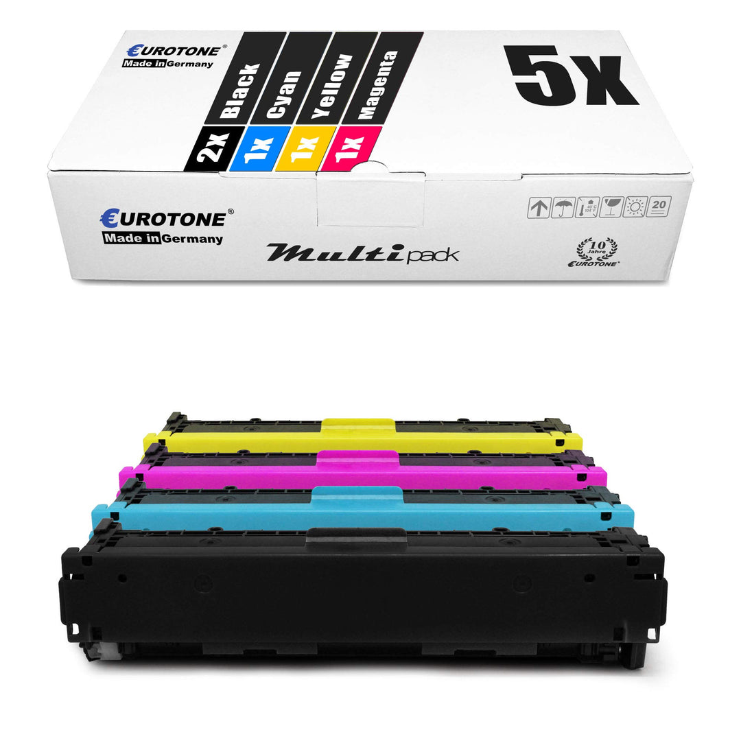 Eurotone 5er Set kompatibler Toner ersetzt CF400A CF401A CF402A CF403A 201A XXL für HP Color Laserje