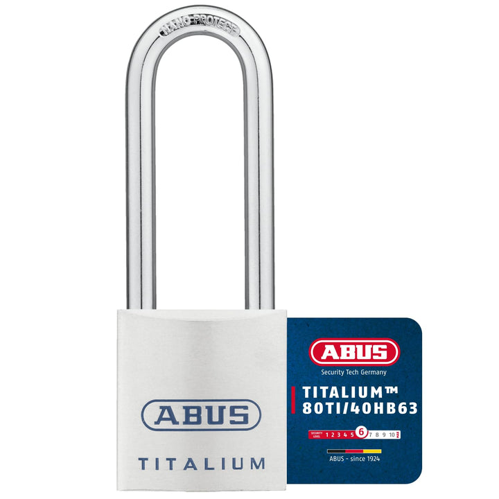 ABUS Titalium Vorhängeschloss 80TI/40HB63 gl.-8012 - gleichschliessend und mit hohem Bügel - leichte