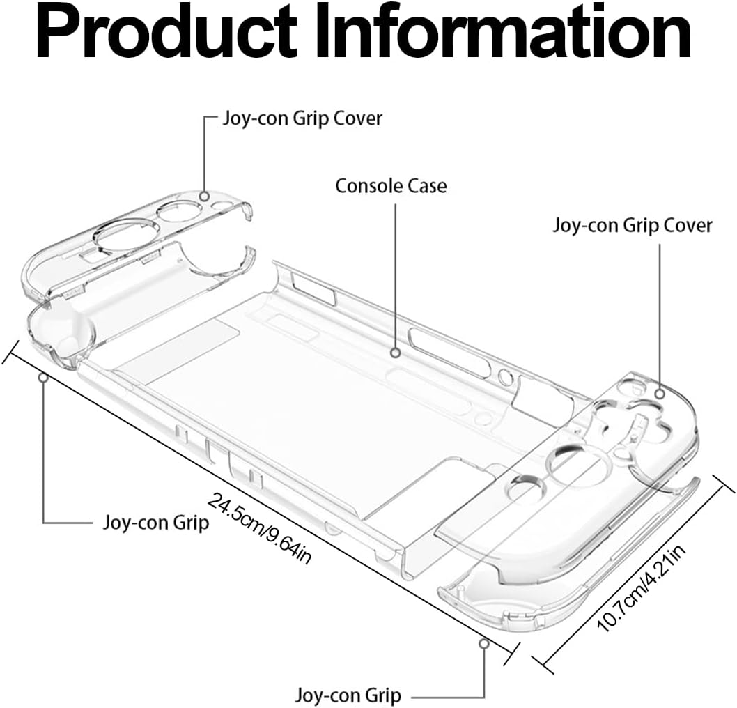 Hülle für Nintendo Switch TPU-Hülle für Nintendo Switch-Zubehör,Durchsichtige Hülle für Switch und J