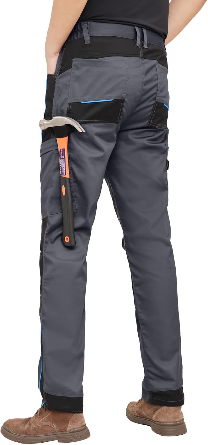 WORK IDEA Herren Stretch-Arbeitshose mit zahlreichen Taschen und Werkzeugtaschen Grau 46, Grau 46