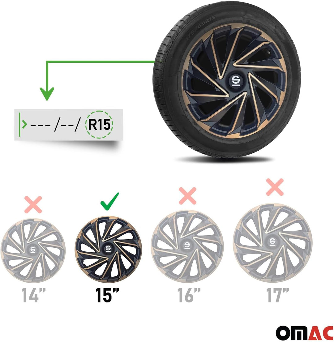 Sparco Radzierblenden Varese - 15-Zoll - Gold/Schwarz - Satz mit 4 Stück