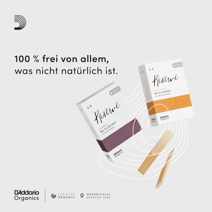 D'Addario Organisch Classic Bb Klarinettenblätter - Rohrblätter für Klarinette - Das erste und einzi