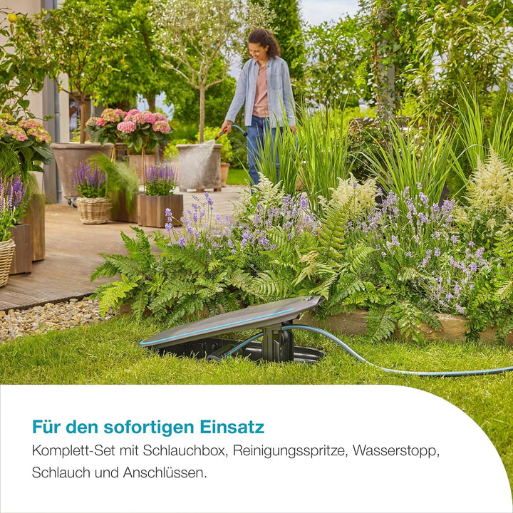 Gardena Undercover Schlauchbox RollUp M, 20 m Schlauch, diskrete unterirdische Installation, automat