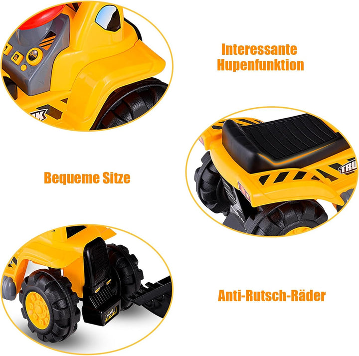 SOARS Sitzbagger, Aufsitzbagger mit Stauraum unter dem Sitz, Kinderbagger mit Horn & Soundeffekten,