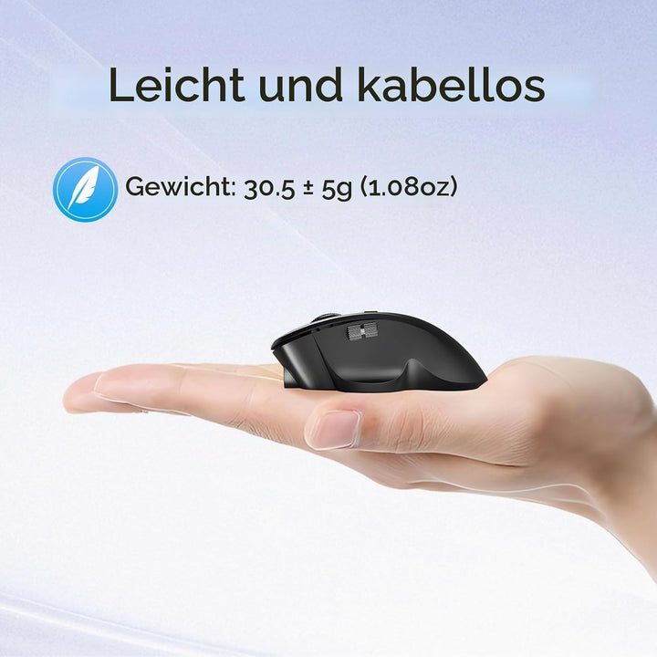 Uiosmuph Mini Bluetooth Maus kabellos, Leise Bluetooth Funkmaus (BT 5.0/5.1+2.4G), USB-C wiederaufla