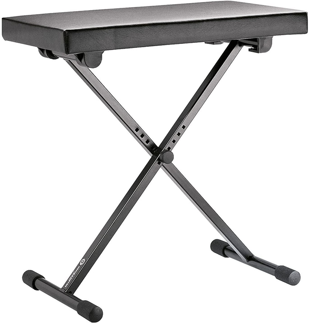 K&M 14065 Keyboardbank Schwarz aus Stahl, Kunstleder - Polstersitz mit breiter Sitzfläche - flach zu