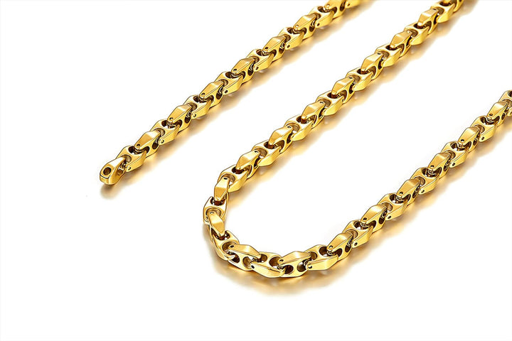 Unique Astro Snake Herren-Halskette Wolfram goldfarben 56 cm, Ohne Edelstein