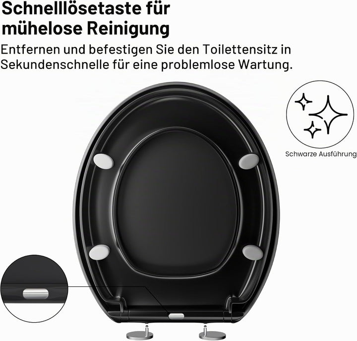 WC-Sitz Soft Close, Soft Close WC-Sitz mit Schnellverschluss für einfache Reinigung, Standard-Klo-To