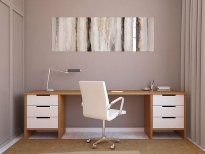 KunstLoft Leinwandbild | 100% HANDGEMALT | 150x50cm | Gemälde 'Vanilla Sky' | Abstrakt | Beige Braun