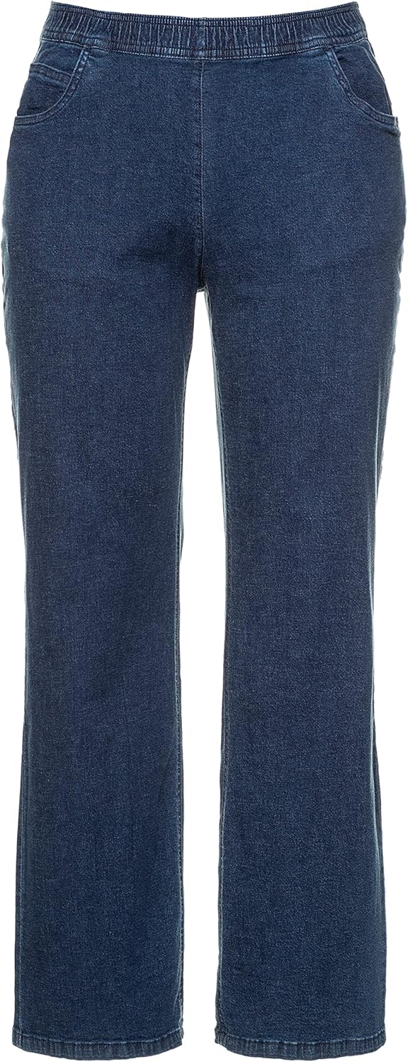 Ulla Popken Damen Marlene, Weit Jeans 32W / 32L Dark Blue Denim, 32W / 32L Dark Blue Denim