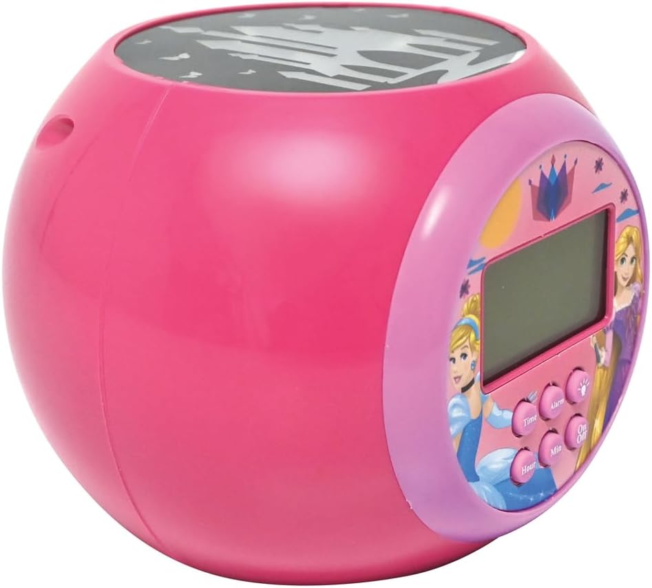 Lexibook RL977DP Projector-Wecker Disney Princess mit Schlumbmerfunktion und Weckfunktion, Nachtlich