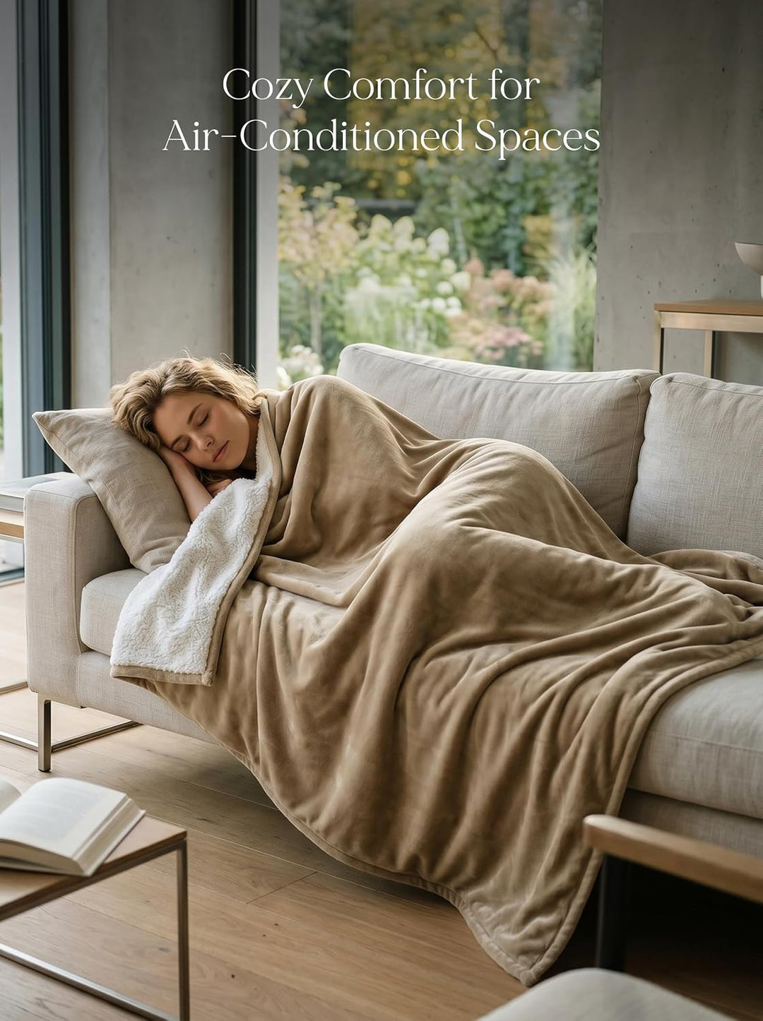 Utopia Bedding Kuscheldecke Warm Sherpa Wolldecke [Camel, 228x228 cm] Flauschig Sofaüberwurf Decke D