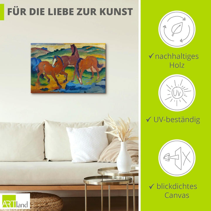 ARTland Leinwandbilder Wandbild Bild auf Leinwand 120x80 cm Wanddeko Landschaften Weide Tiere Die ro