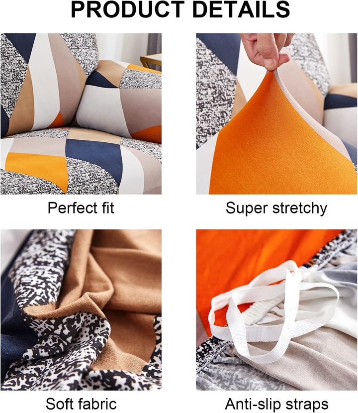 Jaotto Sofabezug 4 Sitzer Elastischer Stretch Spandex Sofa Überwürfe Sofahusse Antirutsch Waschbar S