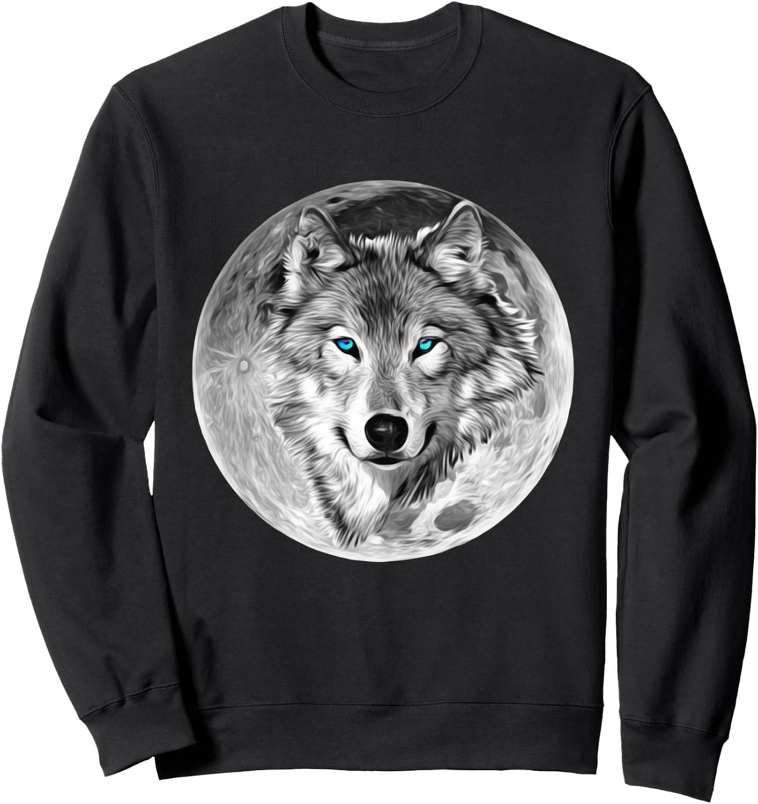Wolf Motiv Vollmond Wölfe Lupus Rudel Mond Tiere Raubtier Sweatshirt