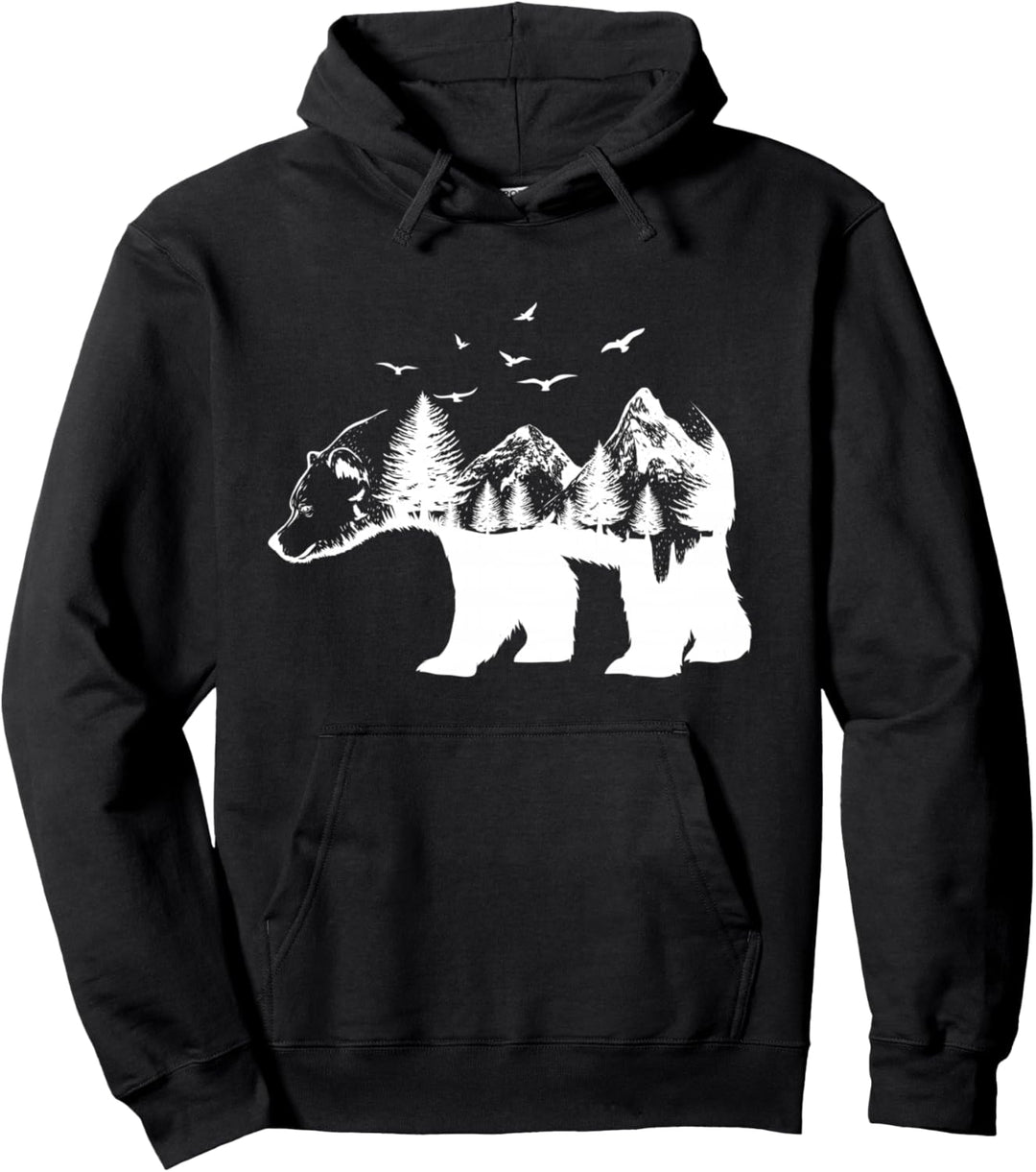 Bär Wildnis Gebirge und Wildtiere Pullover Hoodie