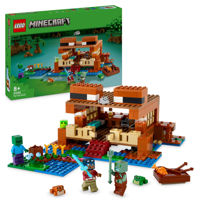 LEGO Minecraft Das Froschhaus, Spielzeug-Haus mit Figuren inkl. Zombie, Schleim und Ertrunkener, plu