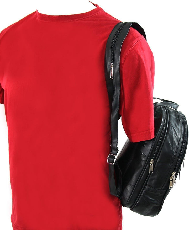 Leder Rucksack - SCHWARZ - INTERTONIC©