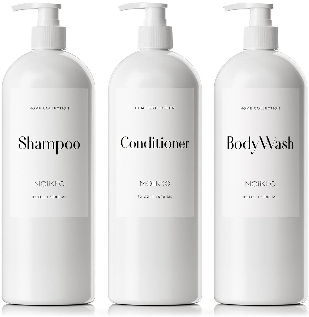 Nachfüllbare Shampoo- und Conditioner-Spenderflaschen, 900 ml, 3er-Set, leer, Körperwaschspender, mi