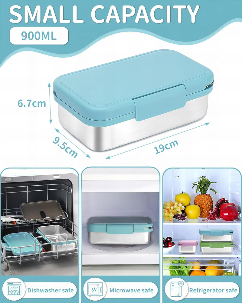 Bugucat Kinder Brotdose Edelstahl Lunchbox 900ML,Auslaufsicher Lunchbox Kinder Brotdose mit Trennwän