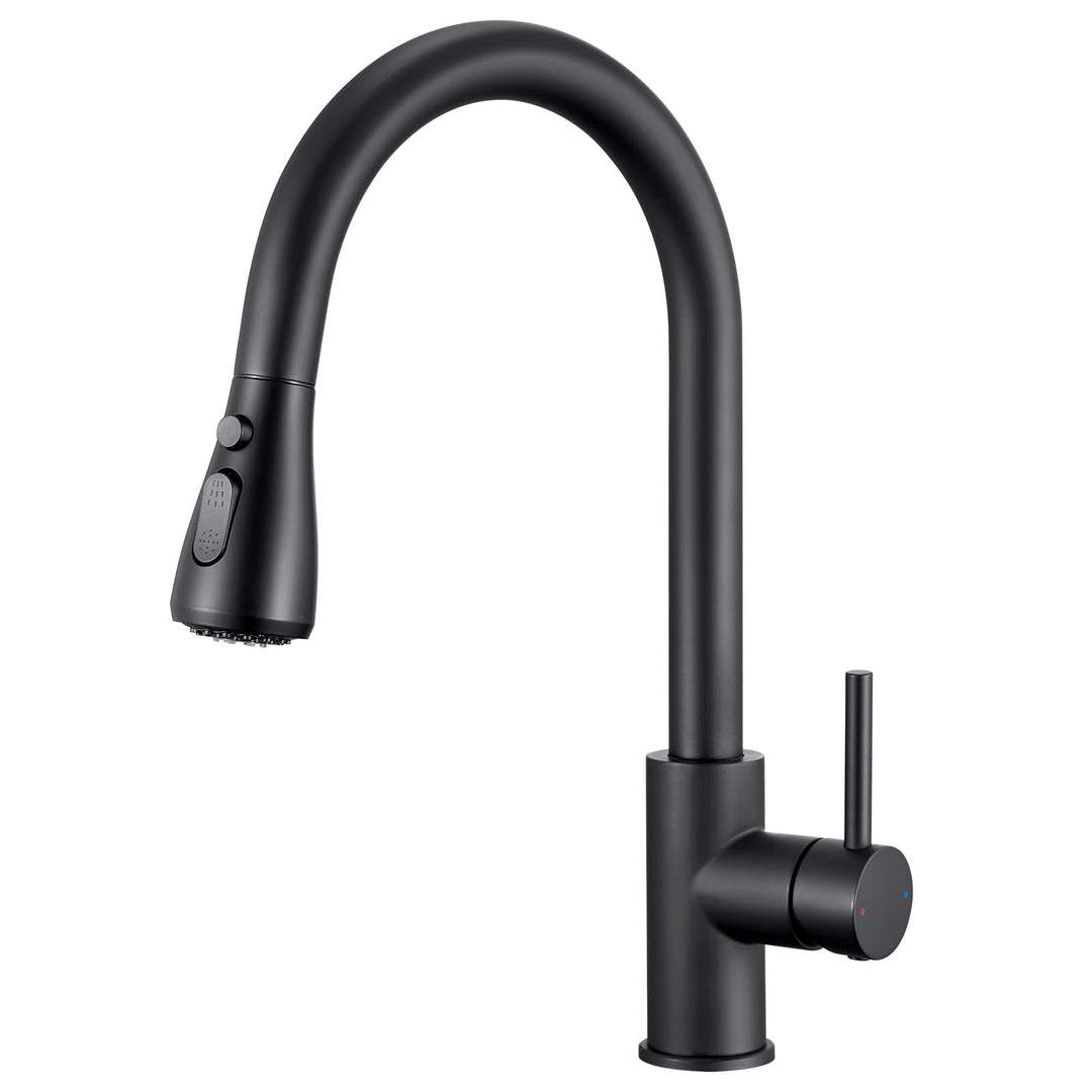 Wasserhahn küche mit Ausziehbar Hochdruck fur Spüle - Küchenarmatur Schwarz mit Brause - Edelstahl A