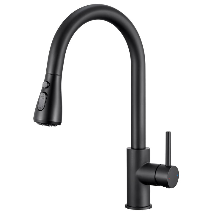 Wasserhahn küche mit Ausziehbar Hochdruck fur Spüle - Küchenarmatur Schwarz mit Brause - Edelstahl A