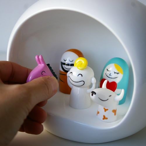 Alessi AMGI10 Design Krippenset mit Nachbildung der Höhle und handdekorierte Porzellanfiguren, Weiss