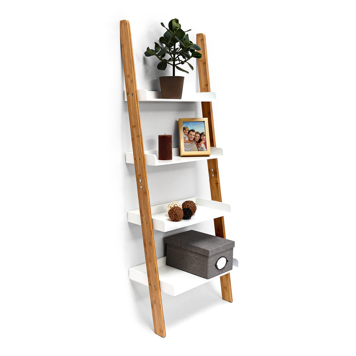 Relaxdays, 4 Regale , Leiterregal, Weiss, 144 x 56 x 34 cm Single, Single