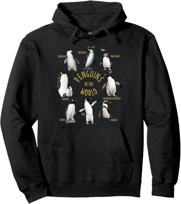 Alle Pinguinarten der Welt Lustiger Pinguin Pullover Hoodie